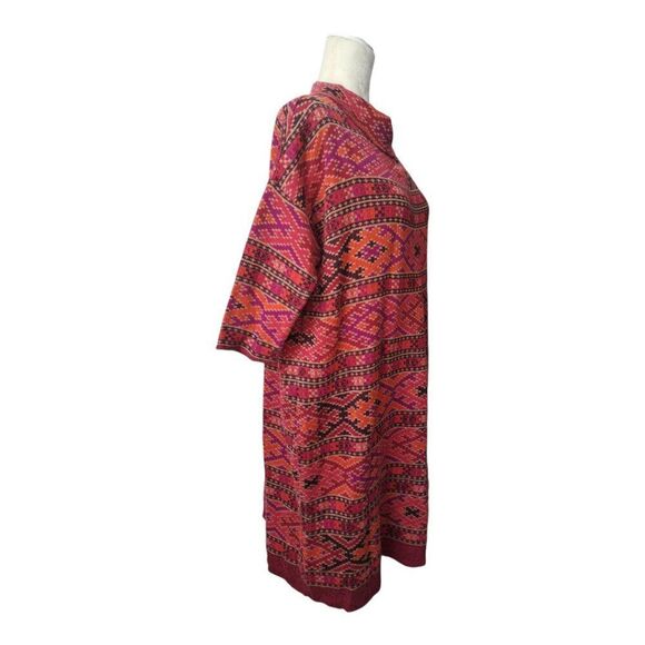 Peruvian Connection Women's Knit Dress Pima Cotton Pink Multi 3/4 Sleeves  XS/S - Picture 5 of 9